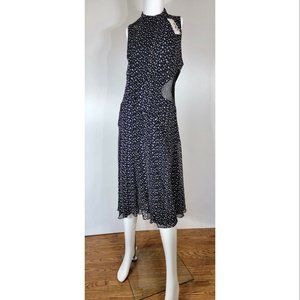 Proenza Schouler Printed Crepe Chiffon Sleeveless Midi Dress, Navy/ Pink Size 10